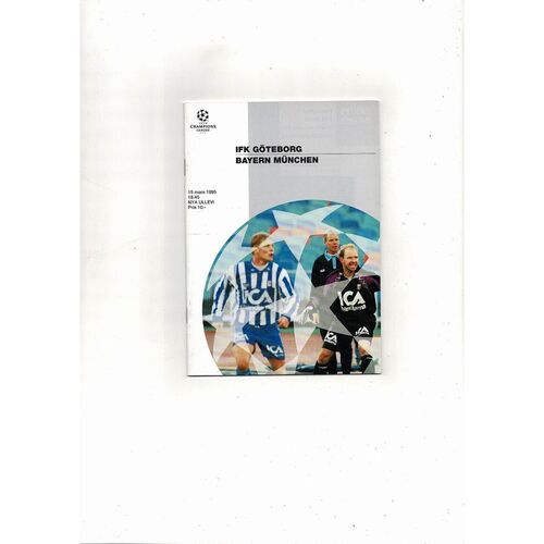 Gothenburg v Bayern Munich Champions League Football Programme 1994/1995