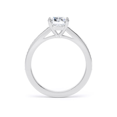 Round brilliant solitaire with straight diamond set shoulders