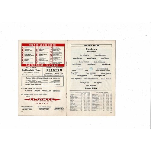 1965/66 Aston Villa v Chelsea Football Programme