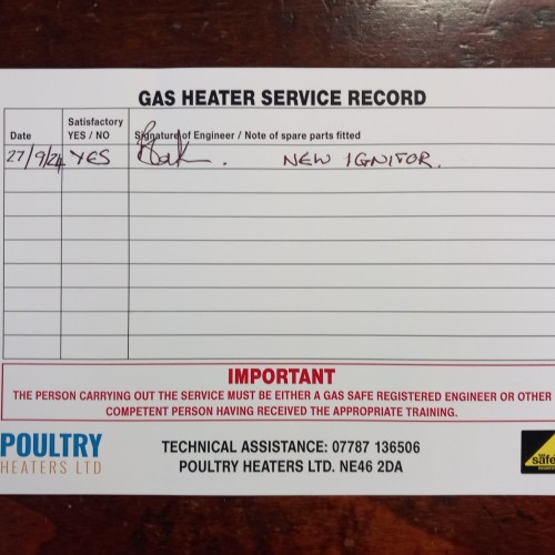 Heater Servicing Record