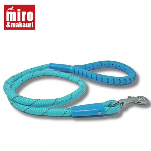 Rubber Handle Rope Lead 10mm x 110cm Teal Blue