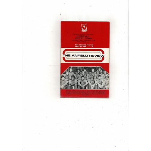 1972/73 Liverpool v Ipswich Town Football Programme + League Review