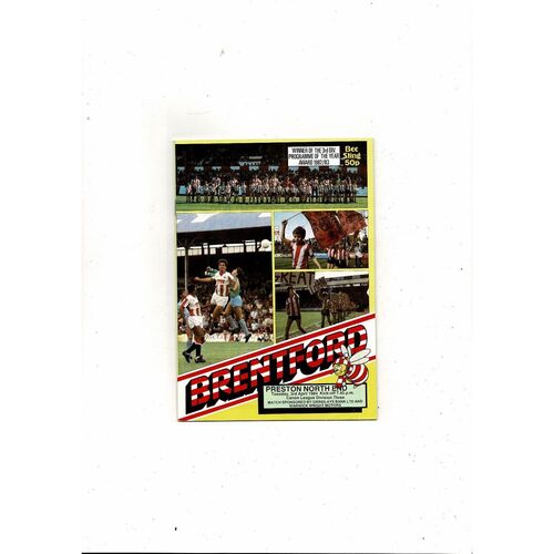 1983/84 Brentford v Preston Football Programme