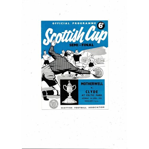 1958 Motherwell v Clyde Scottish Cup Semi Final Football Programme