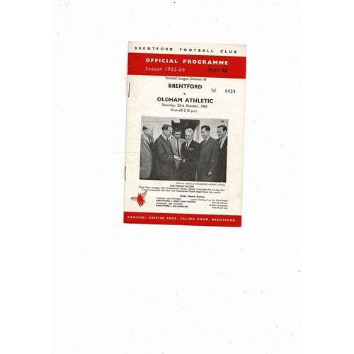 1965/66 Brentford v Oldham Athletic Football Programme