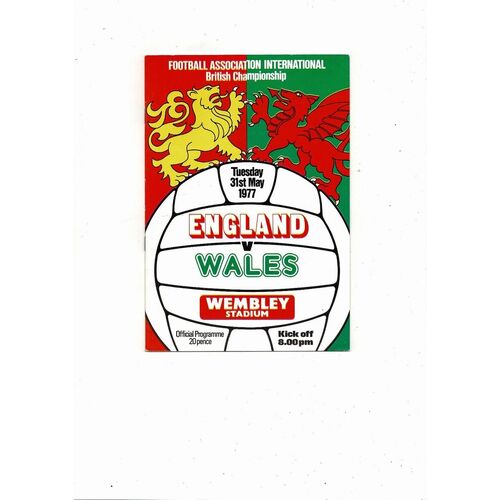 1977 England v Wales Football Programme