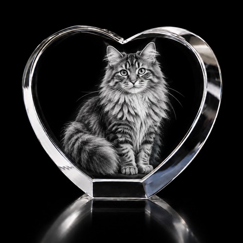 MEGA 3D Crystal Heart Photo Gift – 155 × 140 × 60 mm