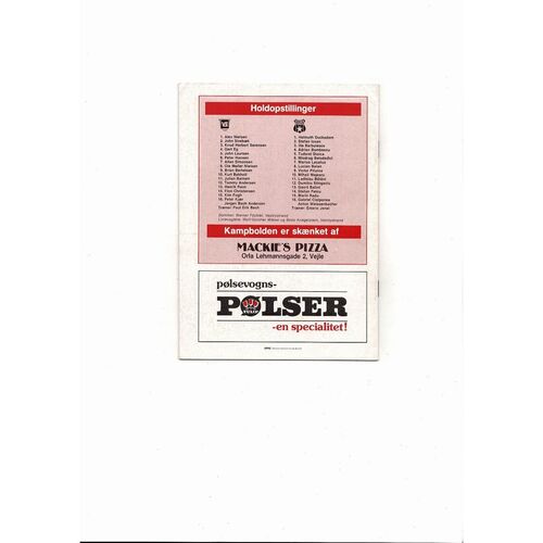 Vejle B v Steaua Bucharest European Cup Football Programme 1985/86