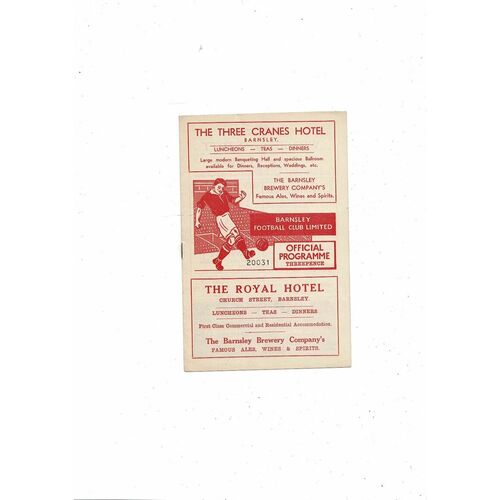 1955/56 Barnsley v Doncaster Rovers Football Programme