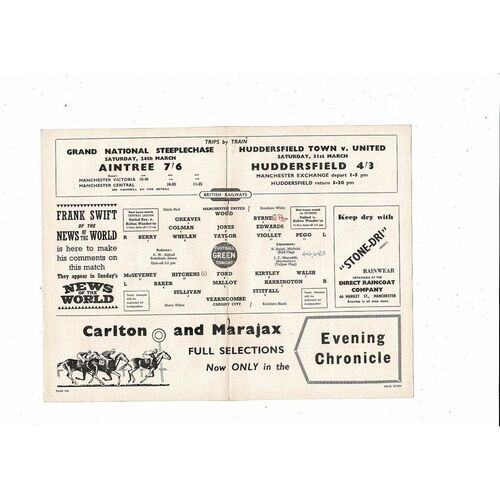 1955/56 Manchester United v Cardiff City Football Programme