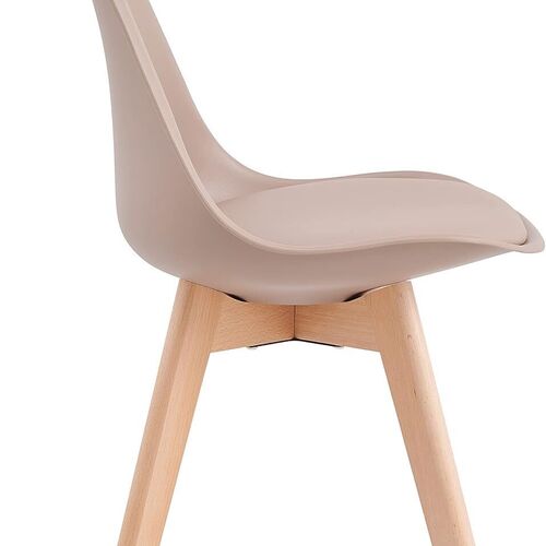mcc direct Set of 4 Dining Chairs Wooden Legs Soft Cushion Pad Stylish DELUXE Retro Lounge Dining Office EVA