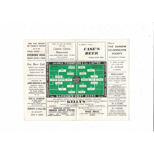 1965/66 Barrow v Doncaster Rovers Football Programme