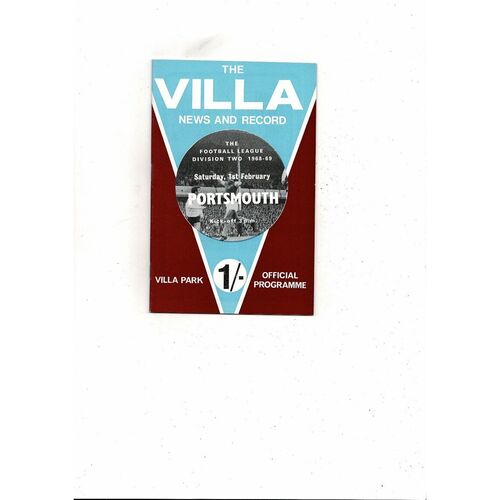 1968/69 Aston Villa v Portsmouth Football Programme + League Review