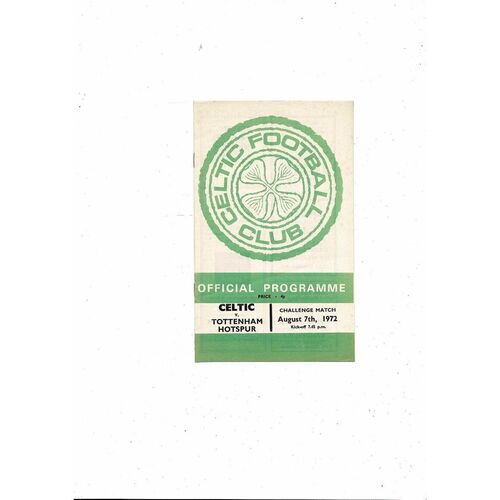 Celtic v Tottenham Hotspur Friendly Football Programme 1972/73