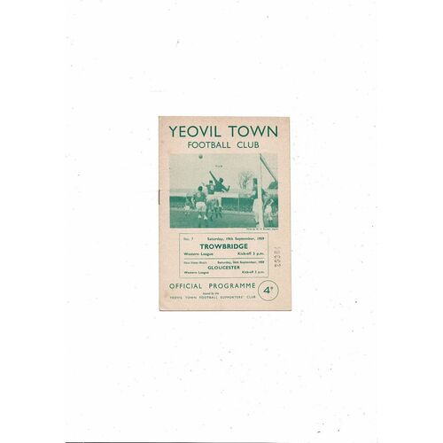 1959/60 Yeovil Town v Trowbridge Western League Football Programme