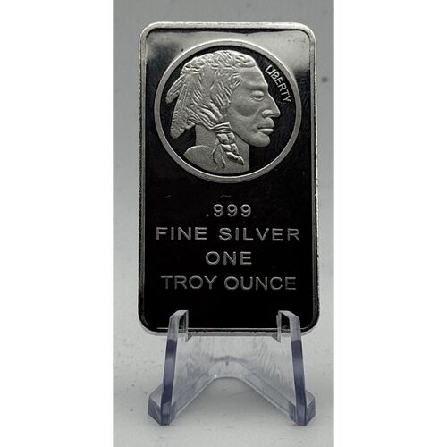 One ounce pure .999 silver Buffalo bar