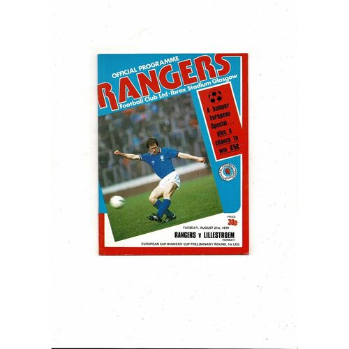 Rangers v Lillestrom European Cup Winners Cup Football Programme 1979/80