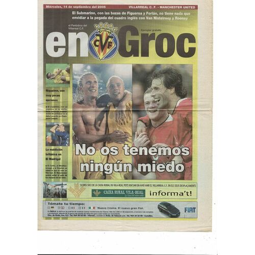 Villareal v Manchester United Champions League Football Programme/Handout/Newspaper Supplement 2005/06