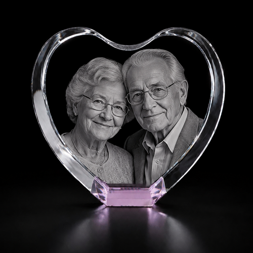Personalised 3D Pink Crystal Heart – UK Exclusive