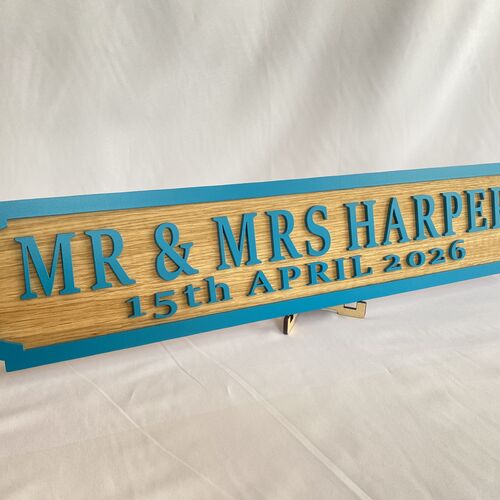 Contemporary Mr & Mrs Wedding Street Sign – 3D Wooden Plaque