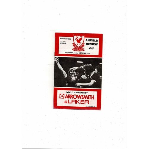 1978/79 Liverpool v Norwich City Football Programme
