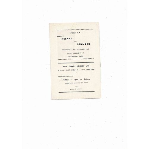 1968 Republic of Ireland v Austria Football Programme