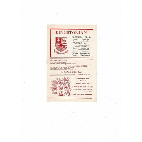 1966/67 Kingstonian v Enfield London Senior Cup Semi Final Football Programme