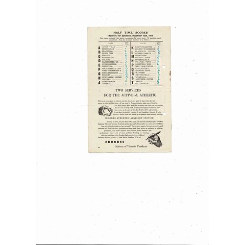 1949/50 Charlton Athletic v Derby County Football Programme