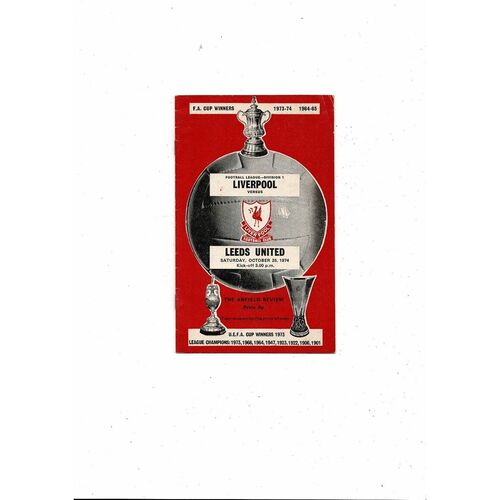 1974/75 Liverpool v Leeds United Football Programme