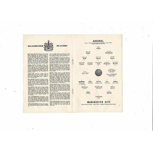 1960/61 Arsenal v Manchester City Football Programme