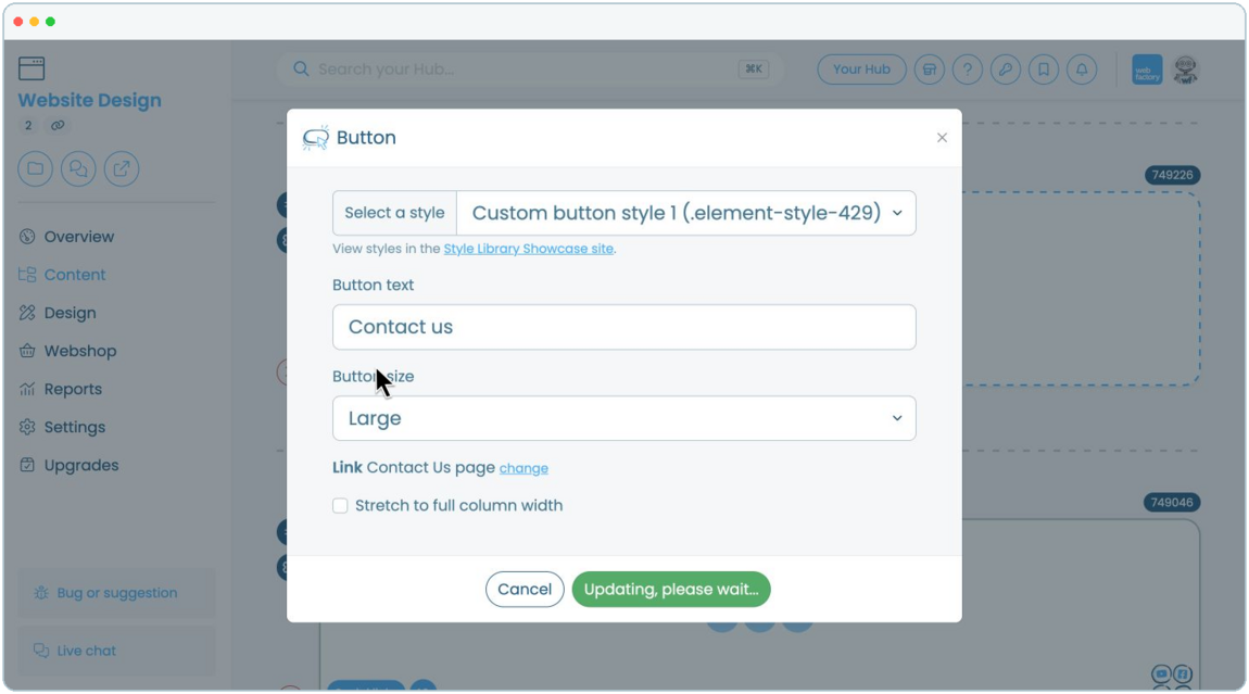 How to create and manage call-to-action button | Webfactory Support | Webfactory