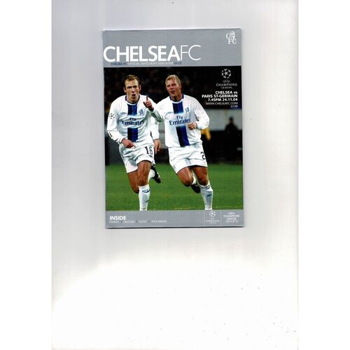 Chelsea v Paris St Germain Champions League Football Programme 2004/05