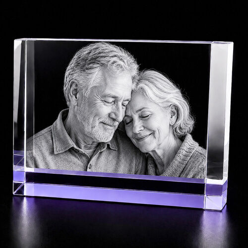 3D Crystal Photo Gift – Lilac Crystal Block 12×8×6cm