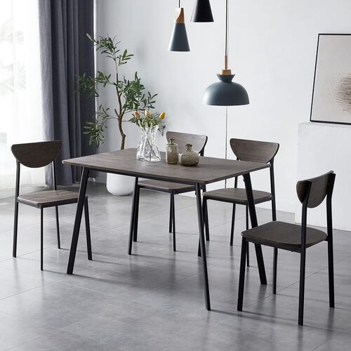 mcc direct Dining Table and Chairs Set Metal Wood Effect Table Dining Set 4 Chairs Blake - Grey