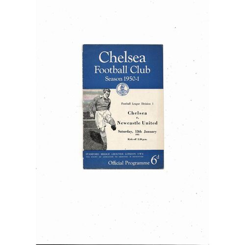1950/51 Chelsea v Newcastle United Football Programme