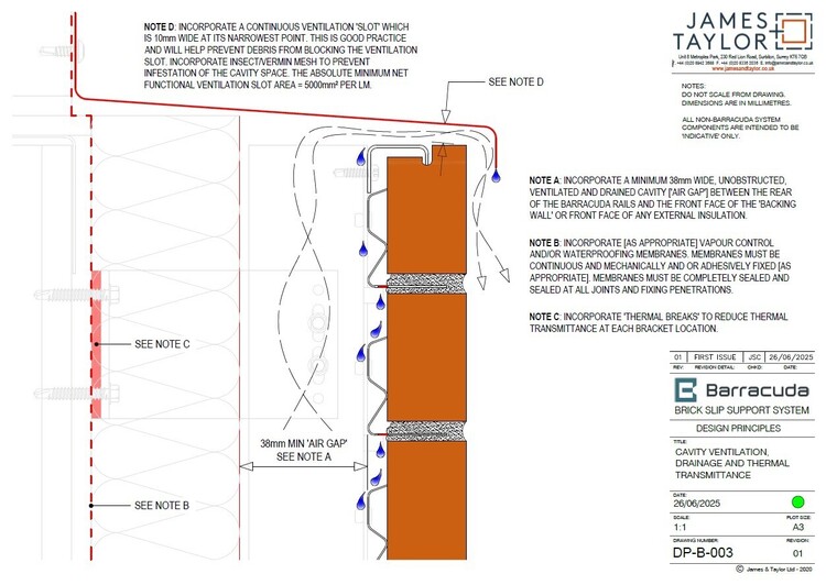 System Drawings | jamesandtaylor limited | Terracotta Tile Facade | Facing Brick System | Facade Metal