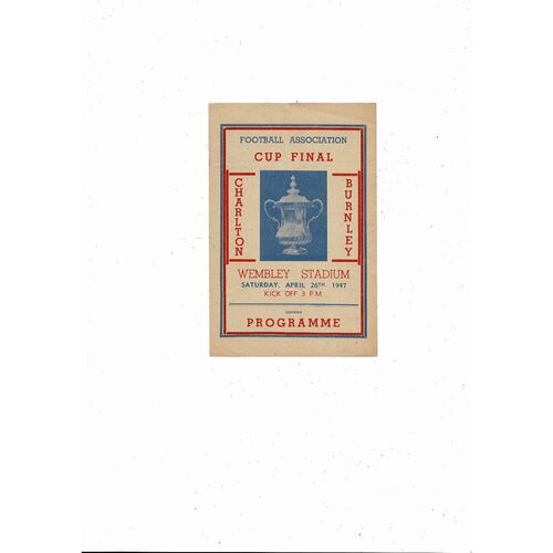 1947 FA Cup Final Charlton Athletic v Burnley Pirate Programme by T. Ross