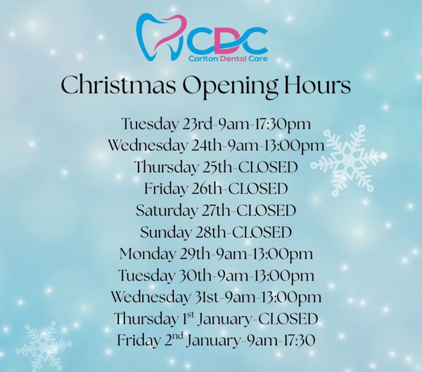 Christmas opening times