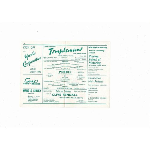 Yeovil Town v Oxford United FA Cup Football Programme 1966/67