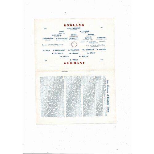 1962 England v Germany Youth International Football Programme