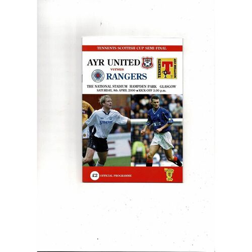 2000 Ayr United v Rangers Scottish Cup Semi Final Football Programme