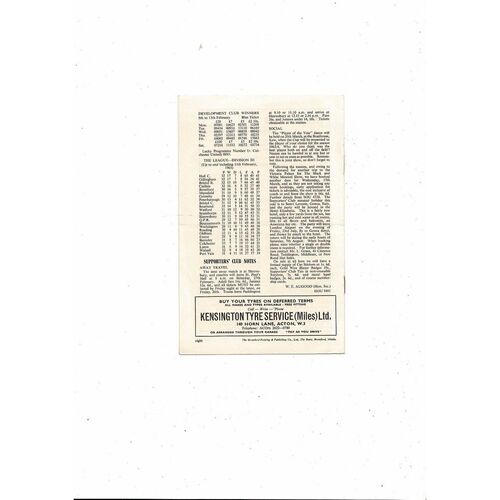 1964/65 Brentford v Oldham Athletic Football Programme