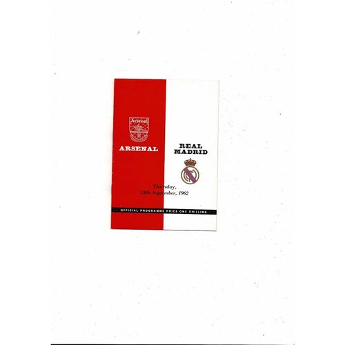Arsenal v Real Madrid Friendly Football Programme 1962/63