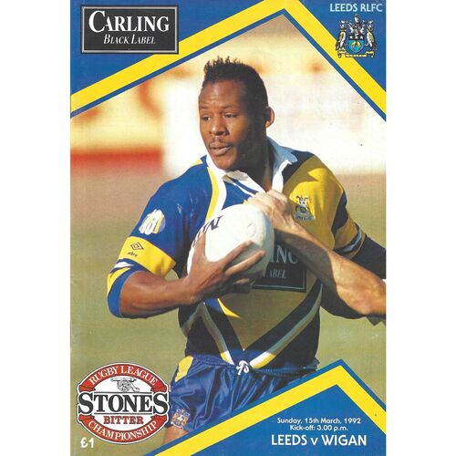 1991/92 Leeds v Wigan (15/03/1992) Rugby League Programme