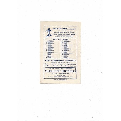 1955/56 Shrewsbury Town v Brentford Football Programme
