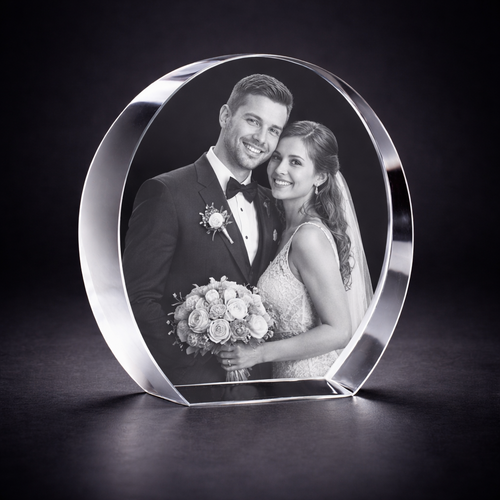 3D Crystal Circle Photo Gift UK 100×100×40mm
