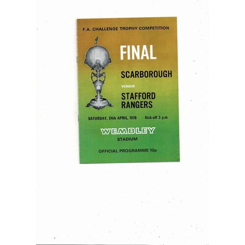 1976 Scarborough v Stafford Rangers FA Trophy Final Football Programme