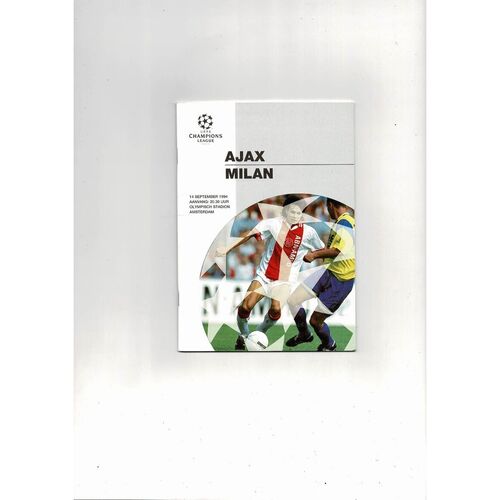 Ajax v AC Milan UEFA Champions League Football Programme 1994/95