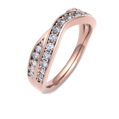 18ct 5mm DIAMOND SET round brilliant cut crossover band