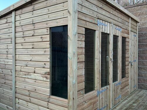 12x10 Pent Summer House Combi